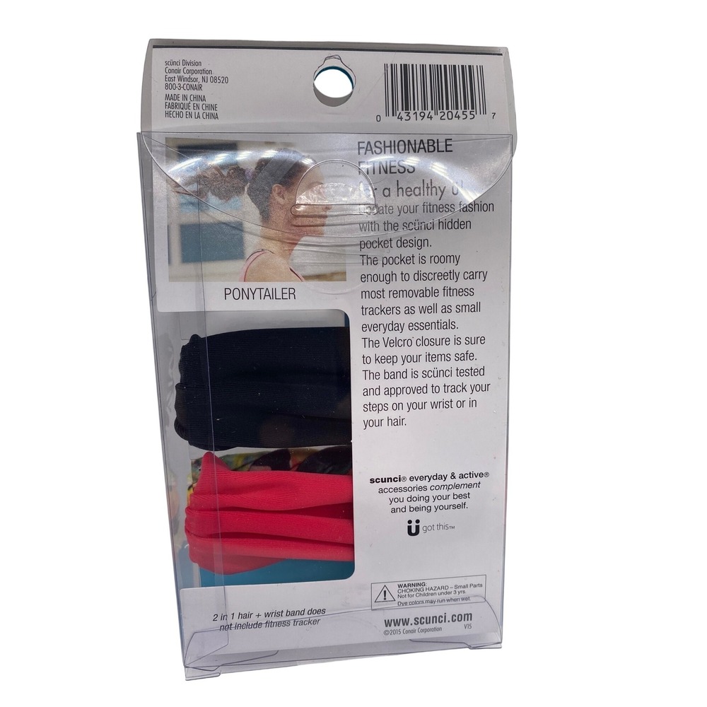 Scunci Everyday & Active Fashionably Fit 2 in 1 Hair Wrist Band 20455-A Colorful - Picture 2 of 7